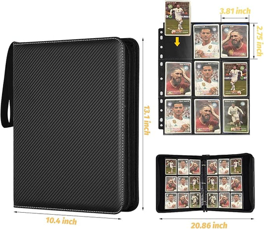 9 Pocket Card Binder, Premium Zip Trading Card Binder, 720 Double Sided Pocket PU Collection Binder, Collector Album, Card Folder for MTG, TCG, Sports Cards, (Black) nirvanaguru