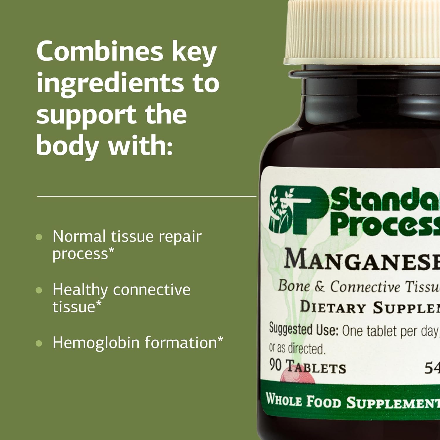 Standard Process Manganese B12 - Supports Bone & Connective Tissue Health - Hemoglobin Formation Support - Gluten-Free, Non-Dairy & Non-Soy - 90 Tablets (90 Servings) Nirvana Guru