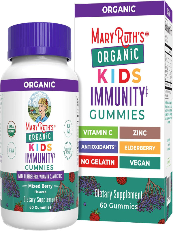 MaryRuth Organics Kids Immune Support Gummies | USDA Organic | Vitamin C, Zinc, and Elderberry Gummies for Kids| Immune Support for Ages 4+ | Vegan | Non-GMO | Gluten Free | 60 Count - Nirvana Guru