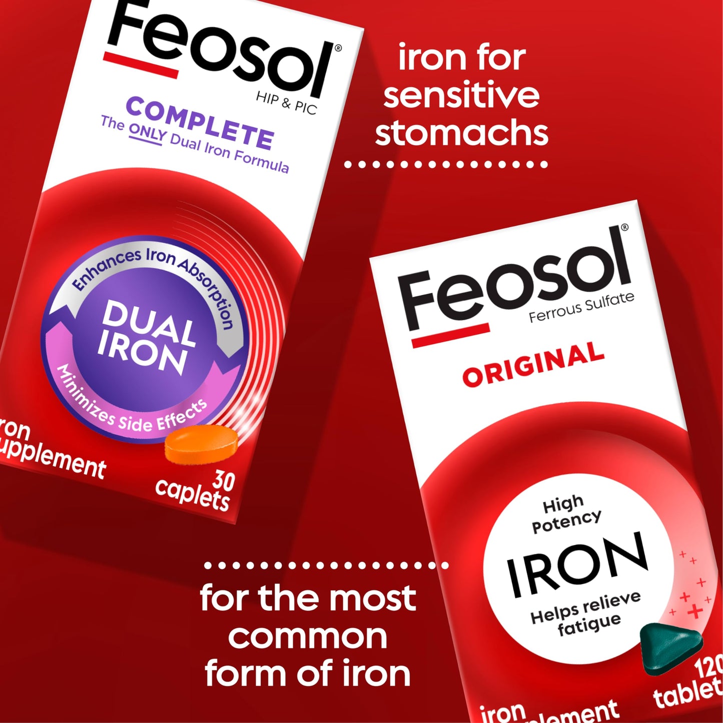 Feosol Complete Iron Supplement Caplets, Bifera Iron for High Absorption, Heme and Non-Heme Dual Action Minimizes Side Effects, 1 Per Day, for Energy and Immune System Support, Made in USA, 30 Count Nirvana Guru