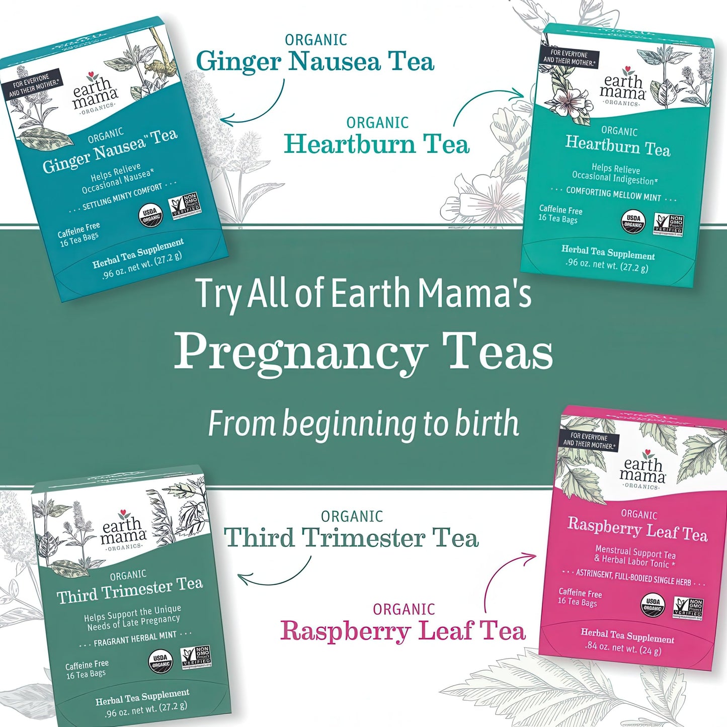 Earth Mama Organic Third Trimester Tea Bags | 100% USDA Organic Herbal Tea for Late Pregnancy Comfort + Childbirth Preparation, 16 Teabags Per Box (2-Pack) Nirvana Guru