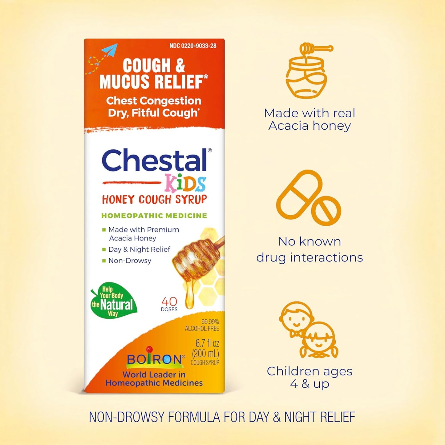 Boiron Chestal Honey Children's Cough Syrup for Nasal and Chest Congestion, Runny Nose, and Sore Throat Relief - 6.7 Fl oz - Nirvana Guru