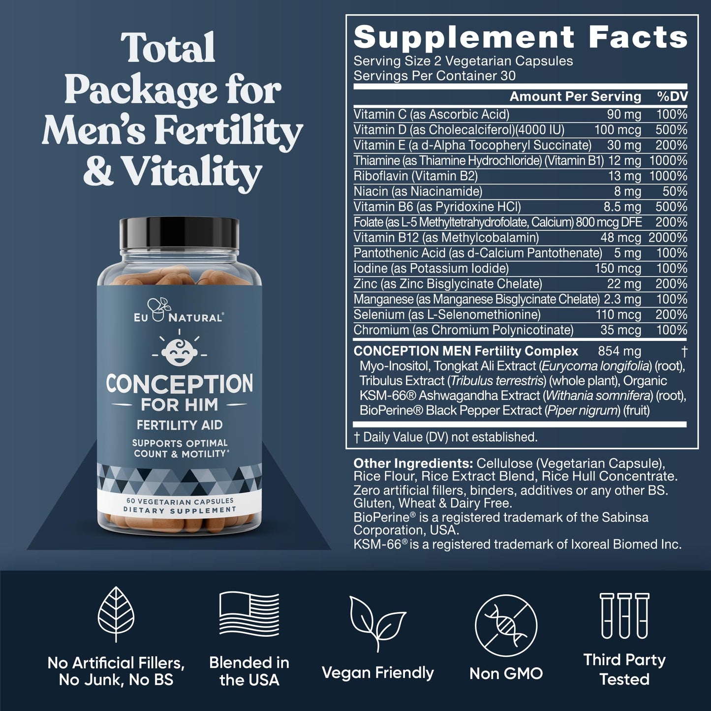 Conception Fertility Supplements for Women – Aids Ovulation, Hormonal Balance, & Regular Cycles – Prenatal Vitamin Support with Myo-Inositol, Folate, Folic Acid, Vitex – 60 Vegetarian Soft Capsules Nirvana Guru