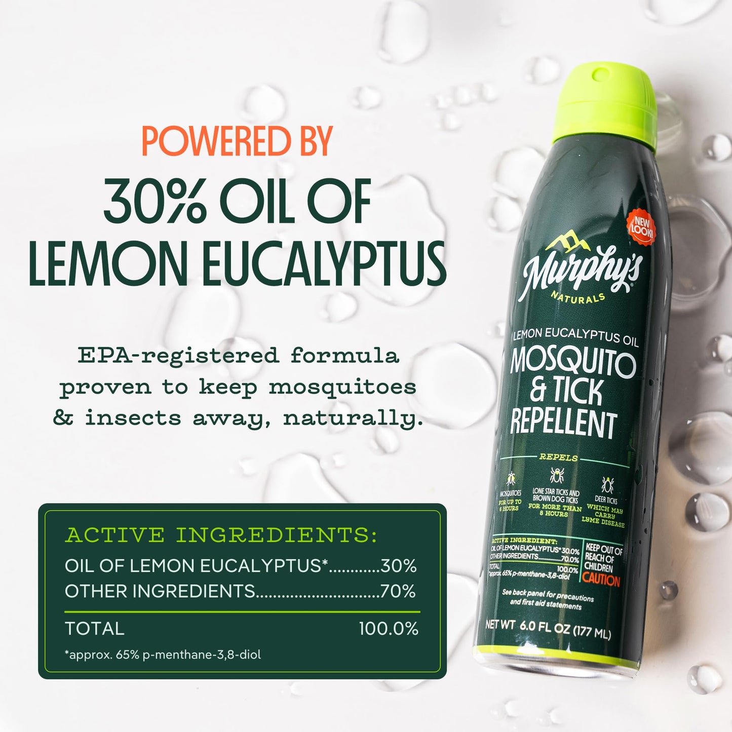 Murphy's Naturals Mosquito & Tick Bug Repellent Spray, Oil of Lemon Eucalyptus for Skin + Outdoor Gear, DEET-Free, 4 Ounce Pump, 2-Pack