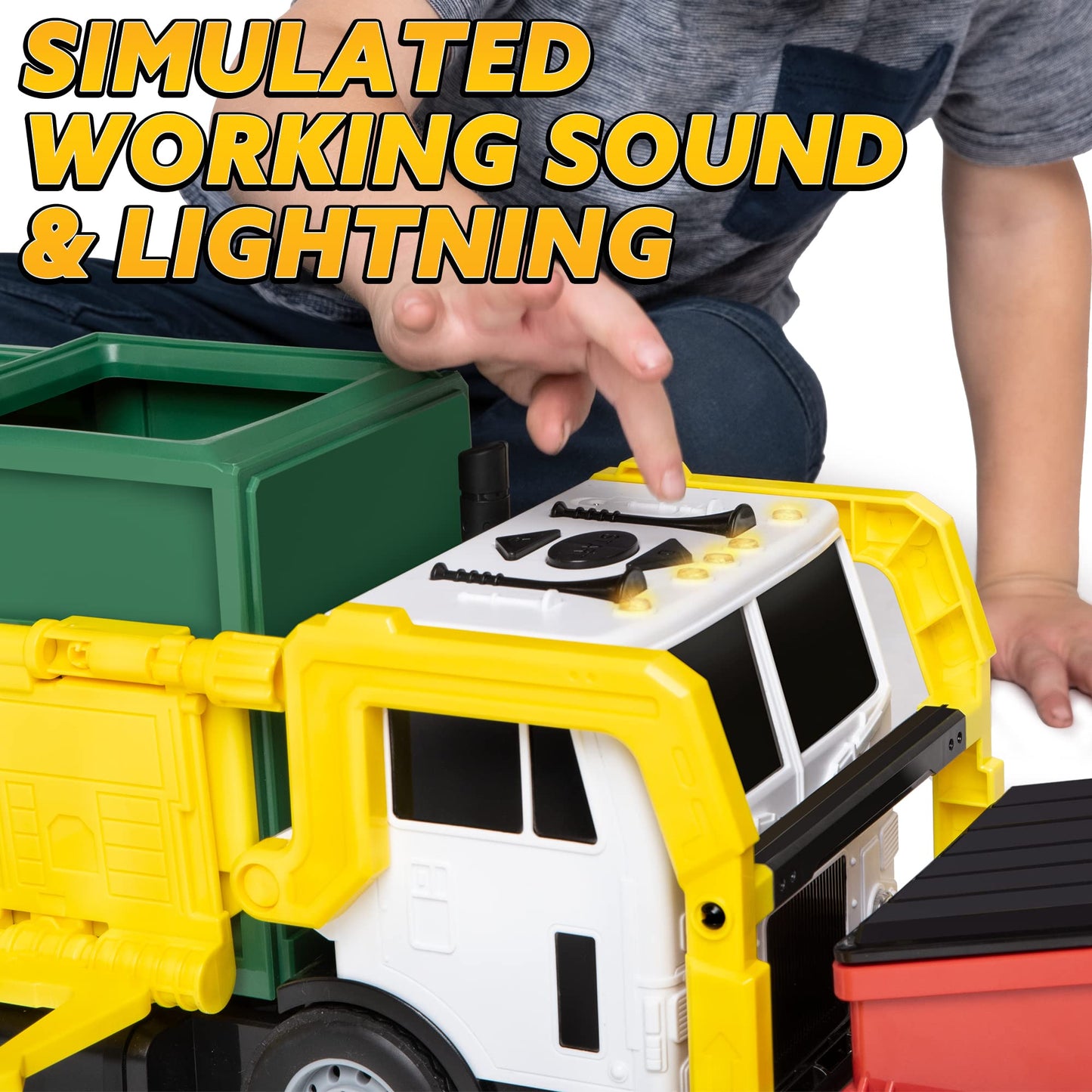JOYIN Large Friction Powered Garbage Truck Toy Set, Includes Dumpster, Trash Bins, and Learning Cards for Kids, Boy Toys Birthday Gift for Boys Girls Kids Toddler Nirvana Guru
