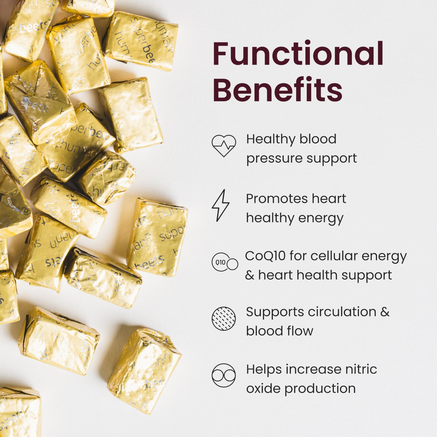 humanN SuperBeets Heart Chews Advanced - 3-in-1 Formula with Beetroot, Grape Seed Extract, & CoQ10, 60 Count - Nirvana Guru