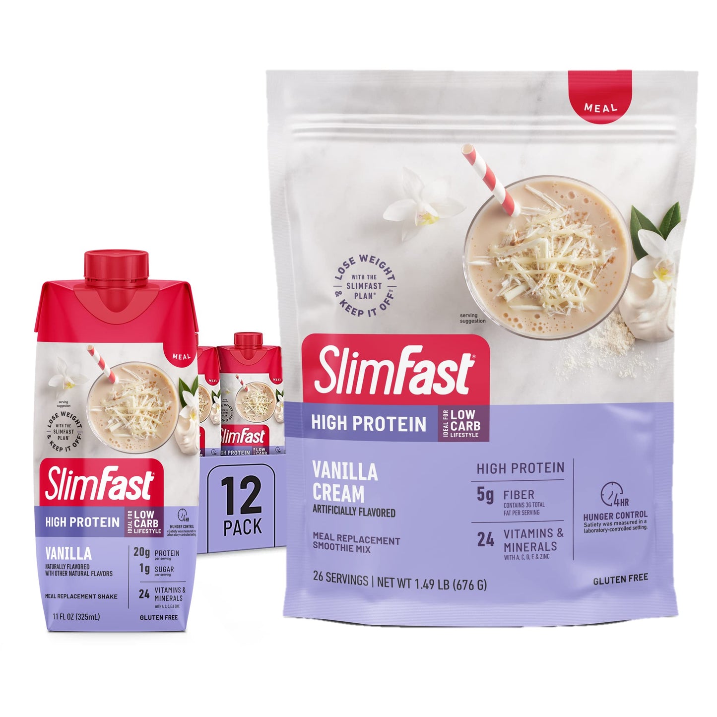 SlimFast Protein Shake with Caffeine, Caramel Macchiato- 20g Protein, Meal Replacement Shakes, High Protein with Low Carb and Low Sugar, 24 Vitamins and Minerals, 12 Count (Pack of 1)