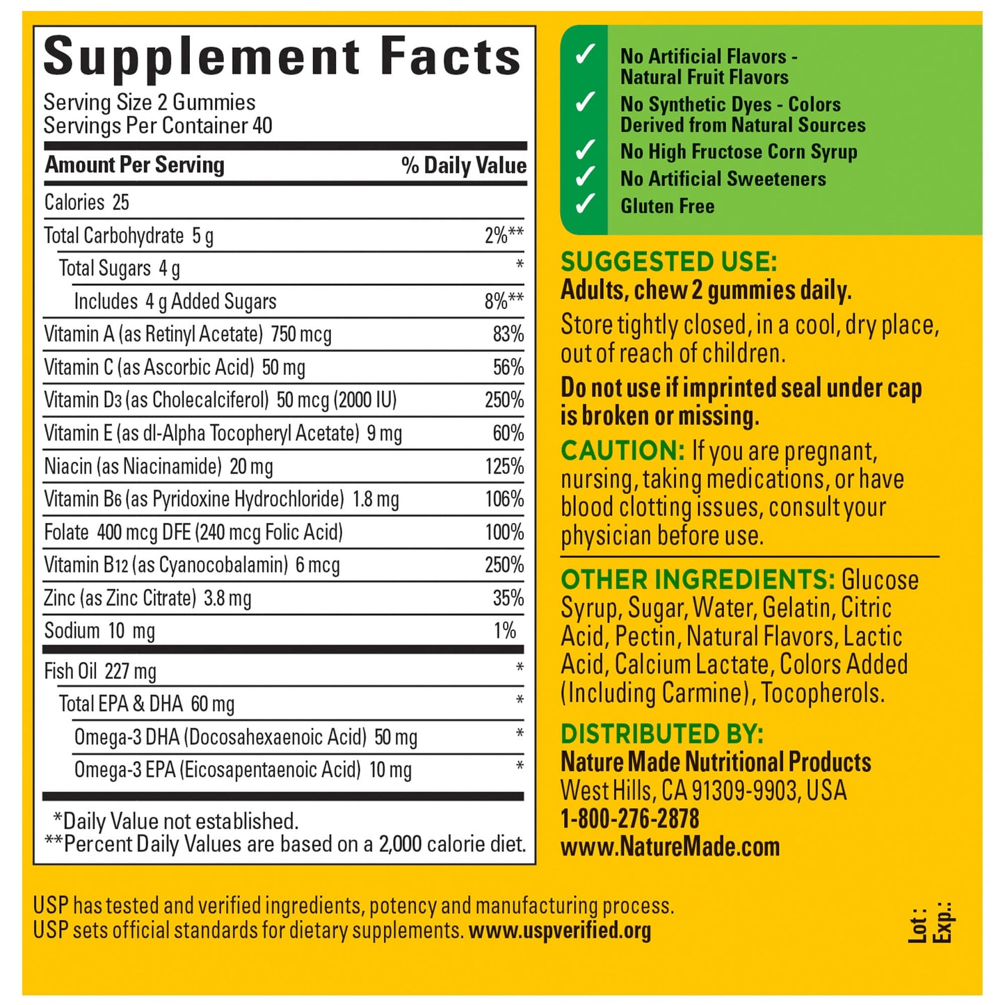 Nature Made Multivitamin + Omega-3, Dietary Supplement for Daily Nutritional Support, 140 Gummy Vitamins and Minerals, 70 Day Supply (Pack of 1) - Nirvana Guru