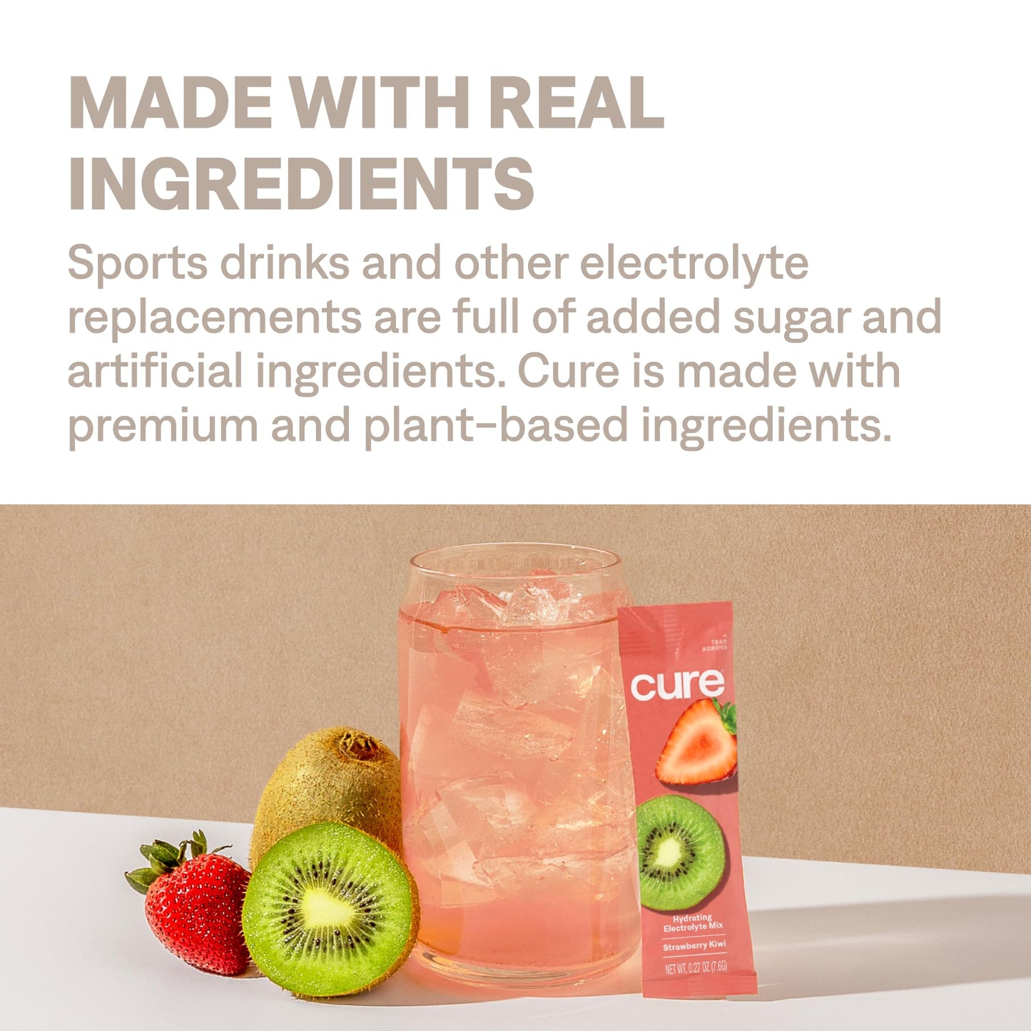 Cure Hydration | Plant-Based Electrolyte Drink Mix | No Added Sugar | FSA & HSA | Dehydration Relief Powder Made with Coconut Water | Non-GMO | Vegan | Pouch of 14 Packets - Berry Pomegranate