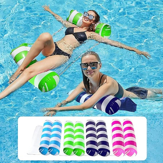 4 Pack Upgrated XL Water Pool Floats, 4-in-1 (Hammock, Saddle, Lounge Chair, Drifter) Multi-Purpose Water Pool Float, Non-Stick PVC Material nirvanaguru