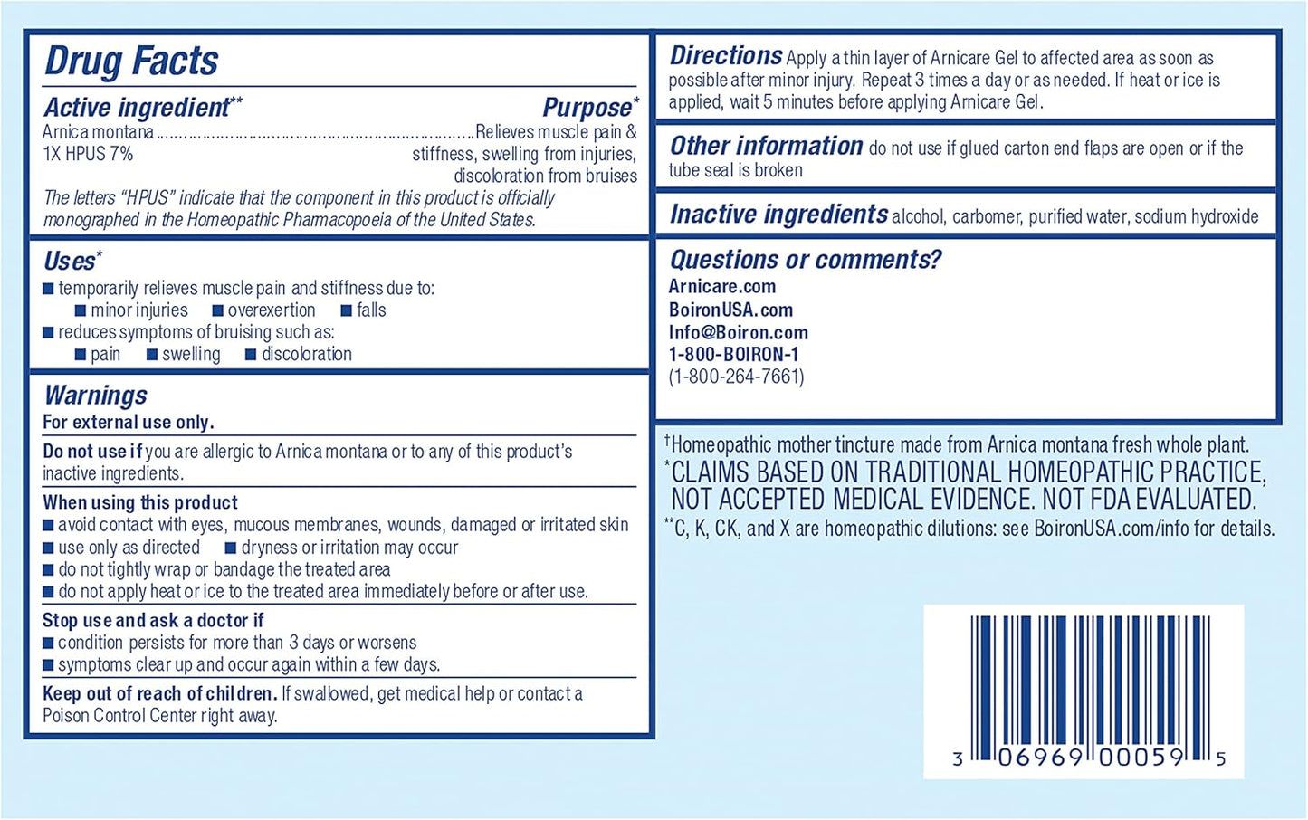 Boiron Arnicare Gel Natural Soothing Relief for Joint Pain, Muscle Pain, Swelling, Soreness, and Stiffness - Non-greasy and Fragrance-Free - 2.6 oz - Nirvana Guru