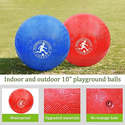 10 Inch Dodgeball Balls Playground Ball Kickball, Dodge Balls for Kids, Kickballs Handball for Indoor Outdoor Games Four Square Balls, Includes Pump nirvanaguru