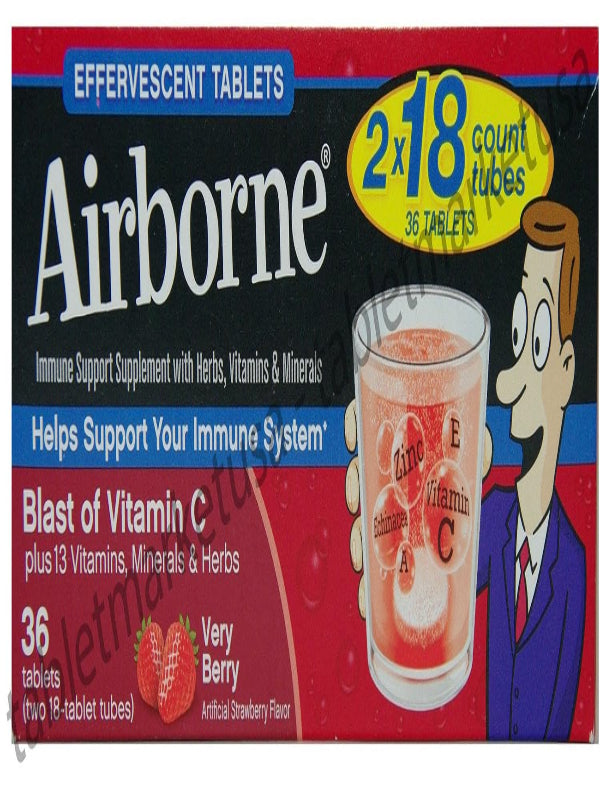 Airborne Immune Support Tablets - 36 Count - Very Berry Nirvana Guru