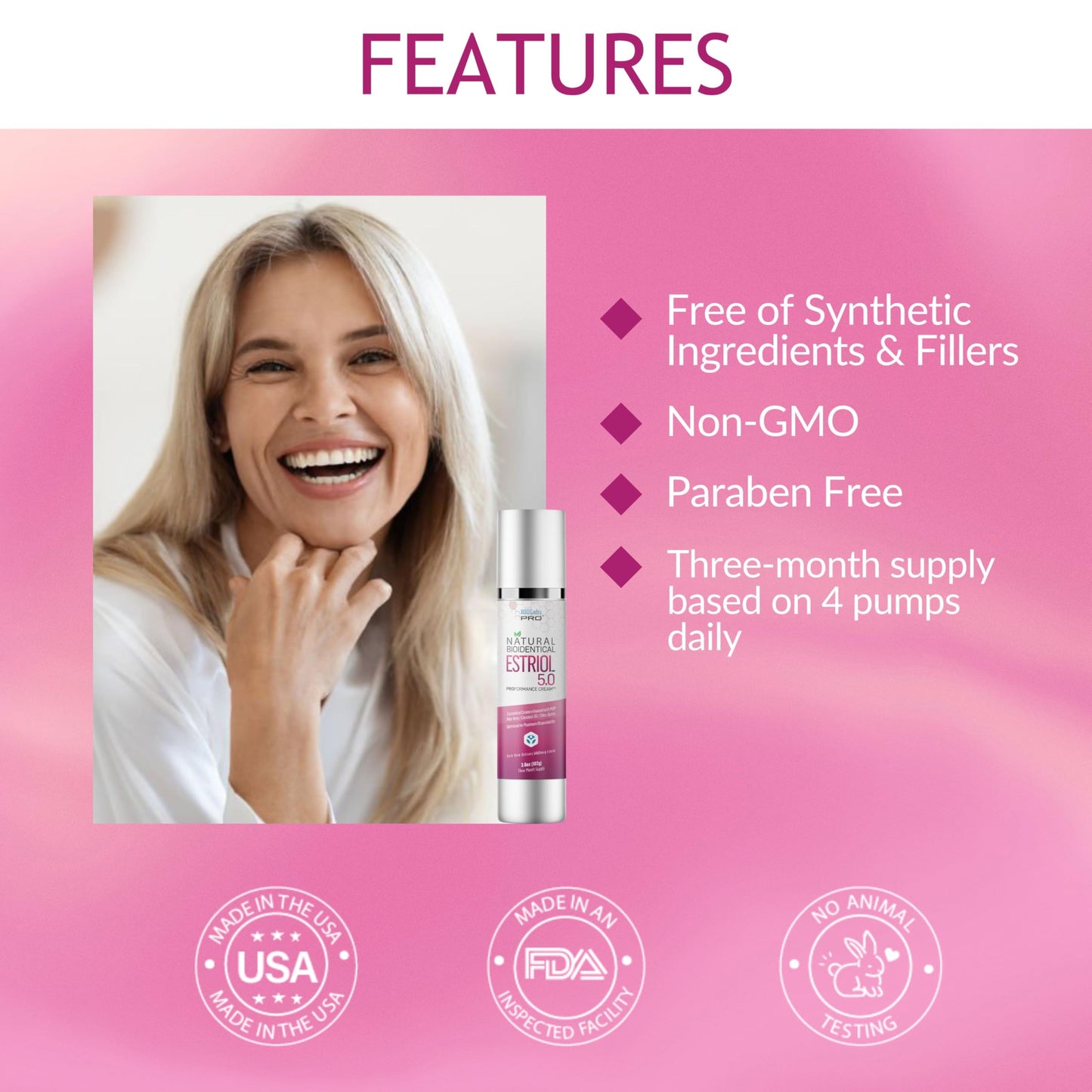 UltraSpa Skincare BIOLabs PRO Natural Bioidentical Estriol Beauty Cosmetic Cream For Women, Three Month Supply (3.6 oz) Nirvana Guru