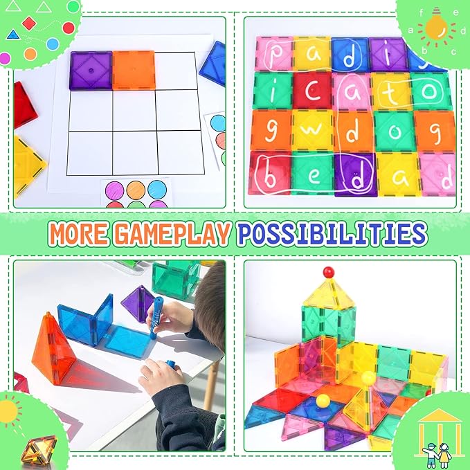 Magnetic Tiles Toddler Toys Magnetic Building Blocks for Kids Ages 3-12 STEM Educational Toys for Girls & Boys Sensory Play for Preschool Learning Birthday Chritmas Gifts Stocking Stuffers nirvanaguru