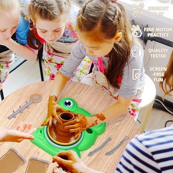 Pottery Wheel for Kids - Complete Pottery Painting Kit Arts and Crafts for Kids Ages 8-12 with 3 Pack Air Dry Clay Art Supplies Toys for Girls Boy Birthday Gift for 6 7 8 9 10 11 12+ nirvanaguru