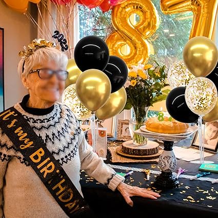 TONIFUL 4 Set Black Gold Balloon Centerpieces for Table,Balloon Stand Kit for Black Gold Party Decor 40th 50th 60th 70th Birthday Decorations Halloween Anniversary Graduation Decorations 2025 nirvanaguru