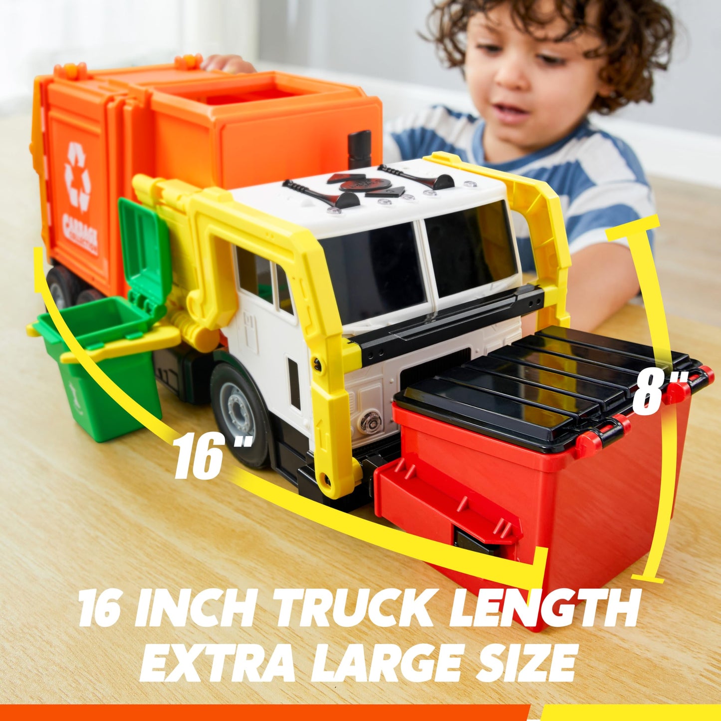 JOYIN Large Friction Powered Garbage Truck Toy Set, Includes Dumpster, Trash Bins, and Learning Cards for Kids, Boy Toys Birthday Gift for Boys Girls Kids Toddler Nirvana Guru