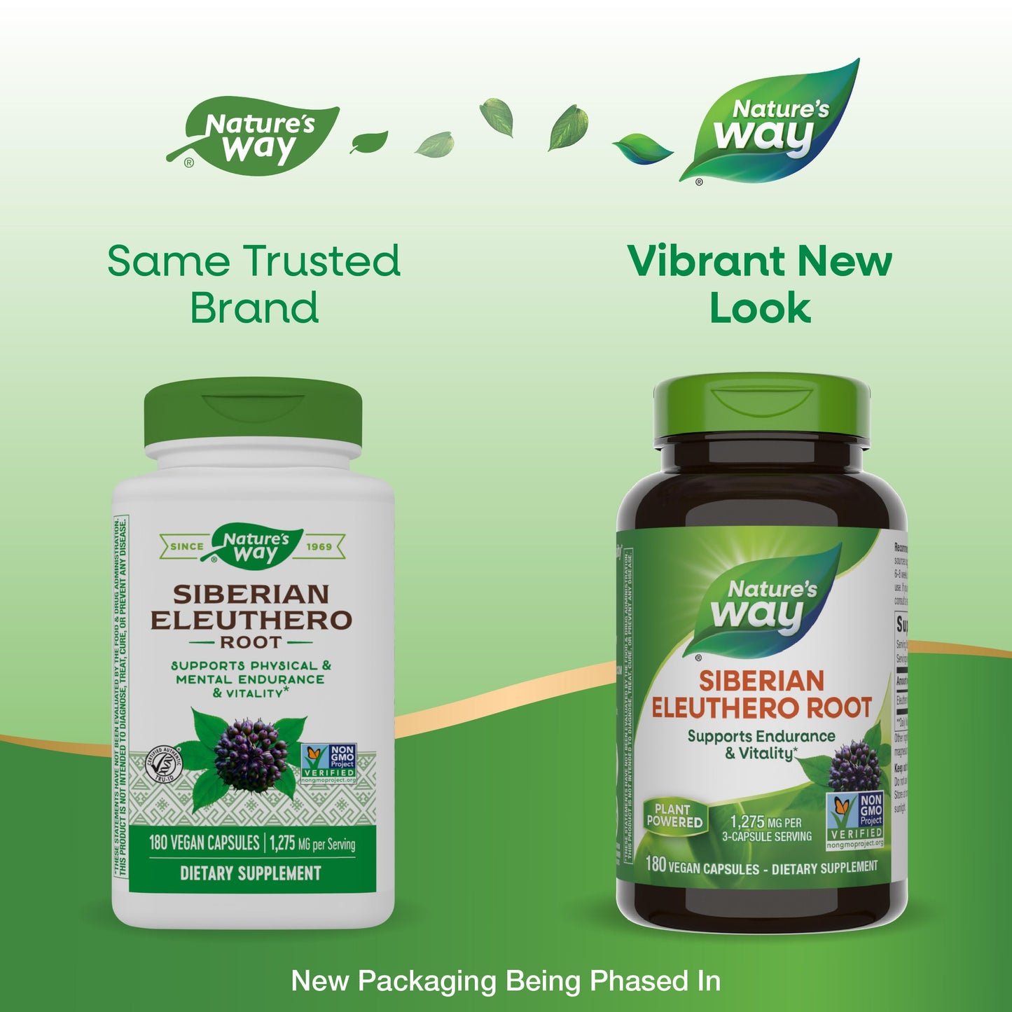 Nature's Way Premium Herbal Siberian Eleuthero Root Supplement, Supports Endurance & Vitality*, Adaptogen*, 1,275mg per 3-Capsule Serving, Non-GMO Project Verified, 180 Capsules (Packaging May Vary)