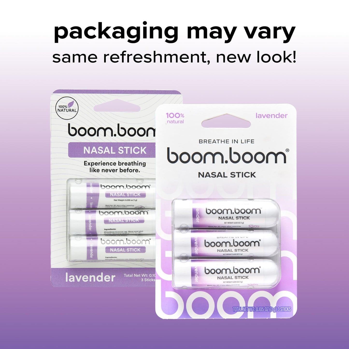 BoomBoom Nasal Stick | Vapor Flow Technology | Cool Refreshing Sensation | Natural Mood Boost | Simple Ingredients | Essential Oils + Menthol Inhaler (Mint, Wintermint, Tropical, Lavender) Nirvana Guru