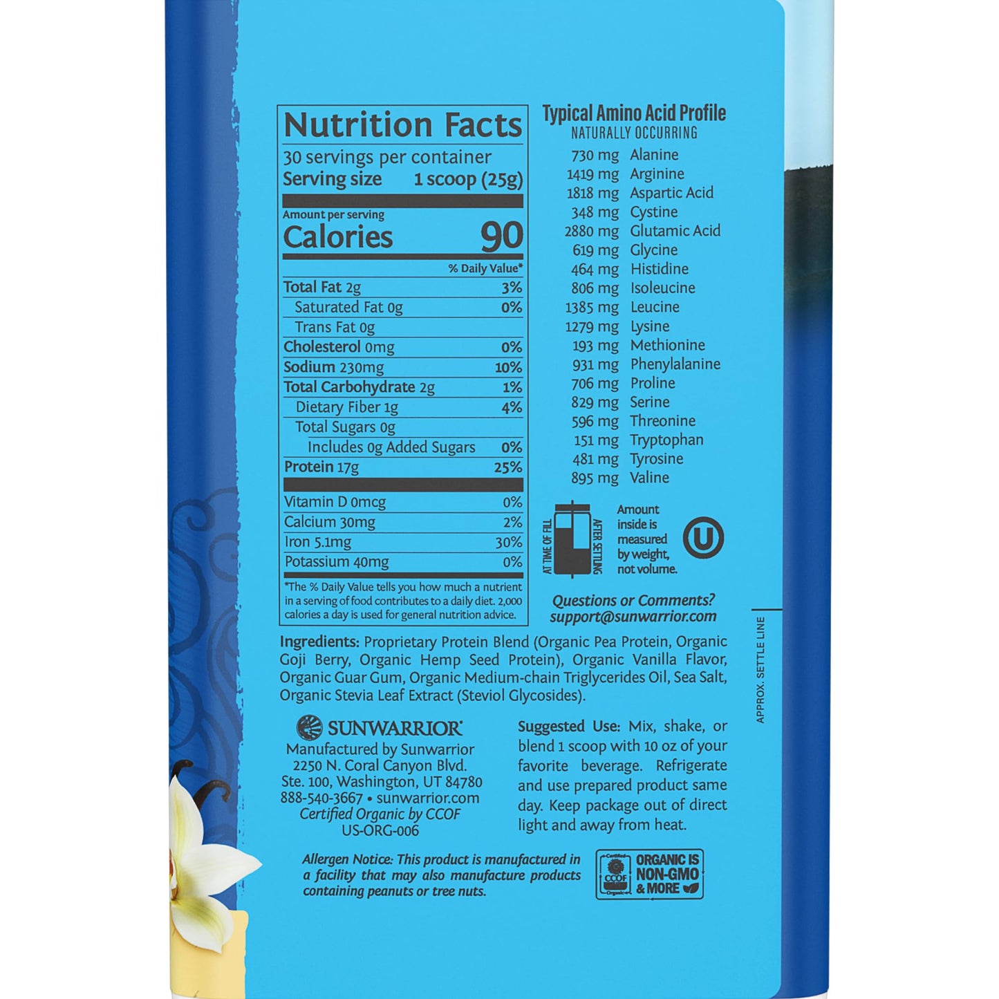 Organic Plant Based Protein Powder | Vegan Organic Protein Powder Vanilla Flavored with BCAA Amino Acids & Hemp Seed Pea Blend | Non-GMO Soy Dairy Filler & Gluten Free (Vanilla, 32 Servings) - Nirvana Guru