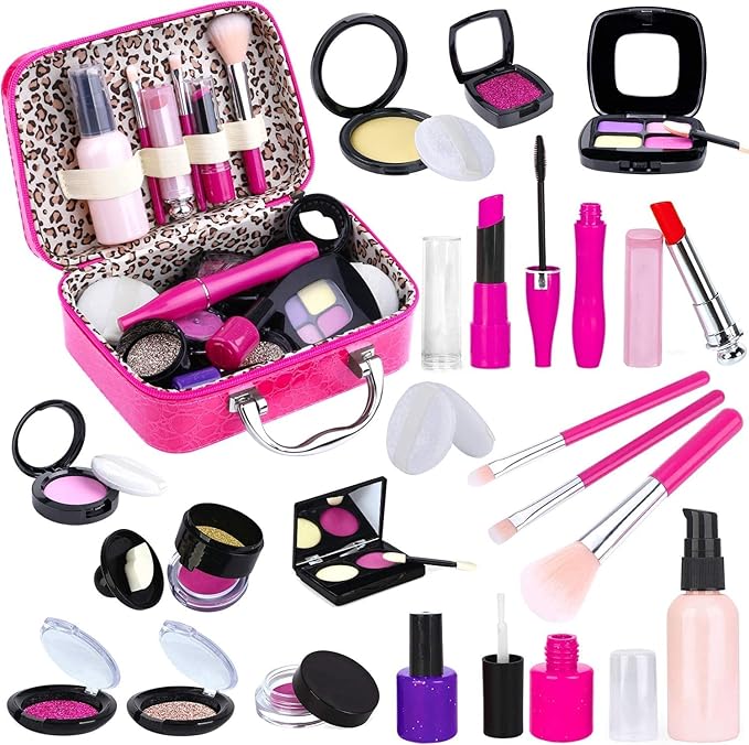 Tepsmigo Pretend Makeup Kit for Girls, Kids Pretend Play Makeup Set - with Cosmetic Bag for Birthday Christmas, Toy Makeup Set for Toddler, Little Girls Age 3+(Not Real Makeup) nirvanaguru