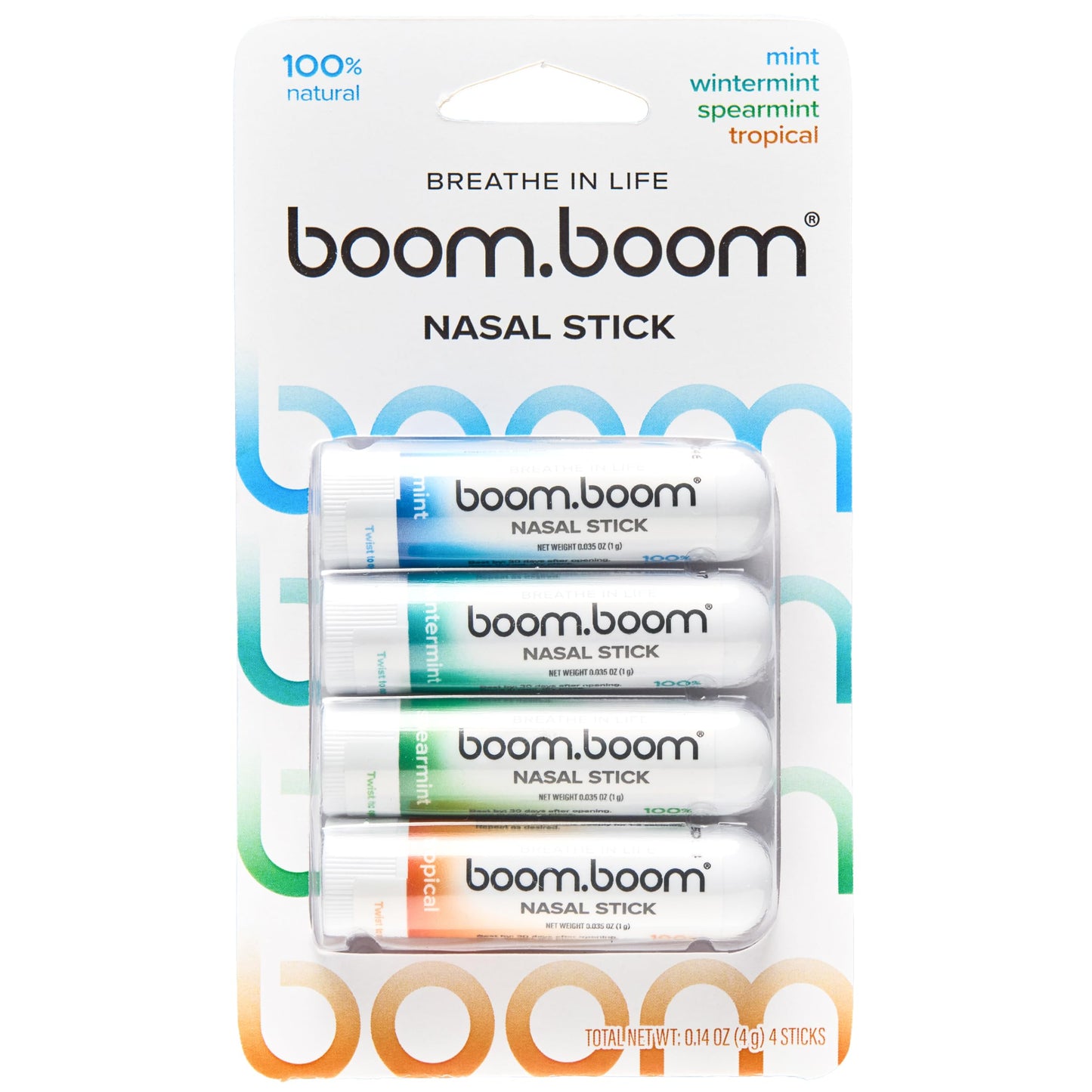 BoomBoom Nasal Stick | Vapor Flow Technology | Cool Refreshing Sensation | Natural Mood Boost | Simple Ingredients | Essential Oils + Menthol Inhaler (Mint, Wintermint, Tropical, Lavender) Nirvana Guru