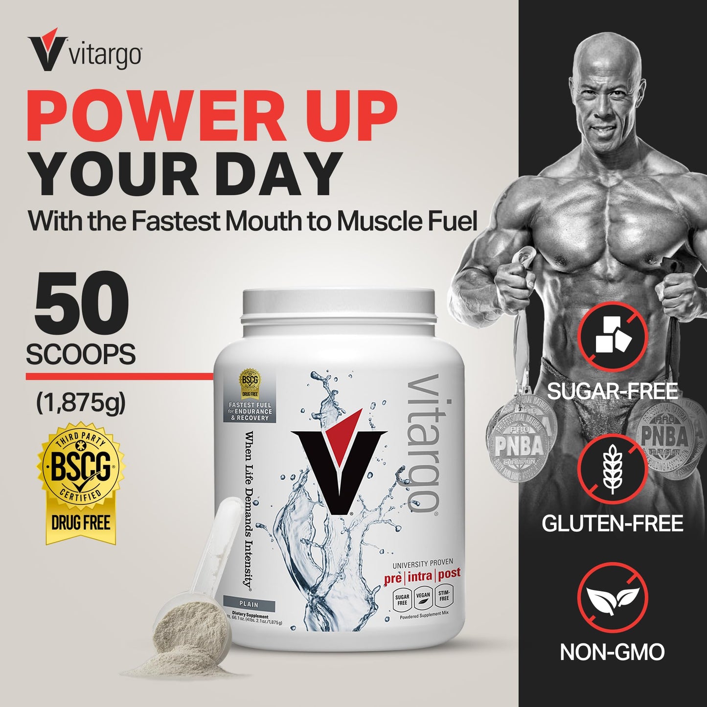 Vitargo Carbohydrate Powder, 2X Faster Absorbing, 4.4 LB Plain, Pre, Intra & Post, Sugar-Free Complex Carb Powder for Recovery, Endurance & Muscle Gain, Made in USA Nirvana Guru