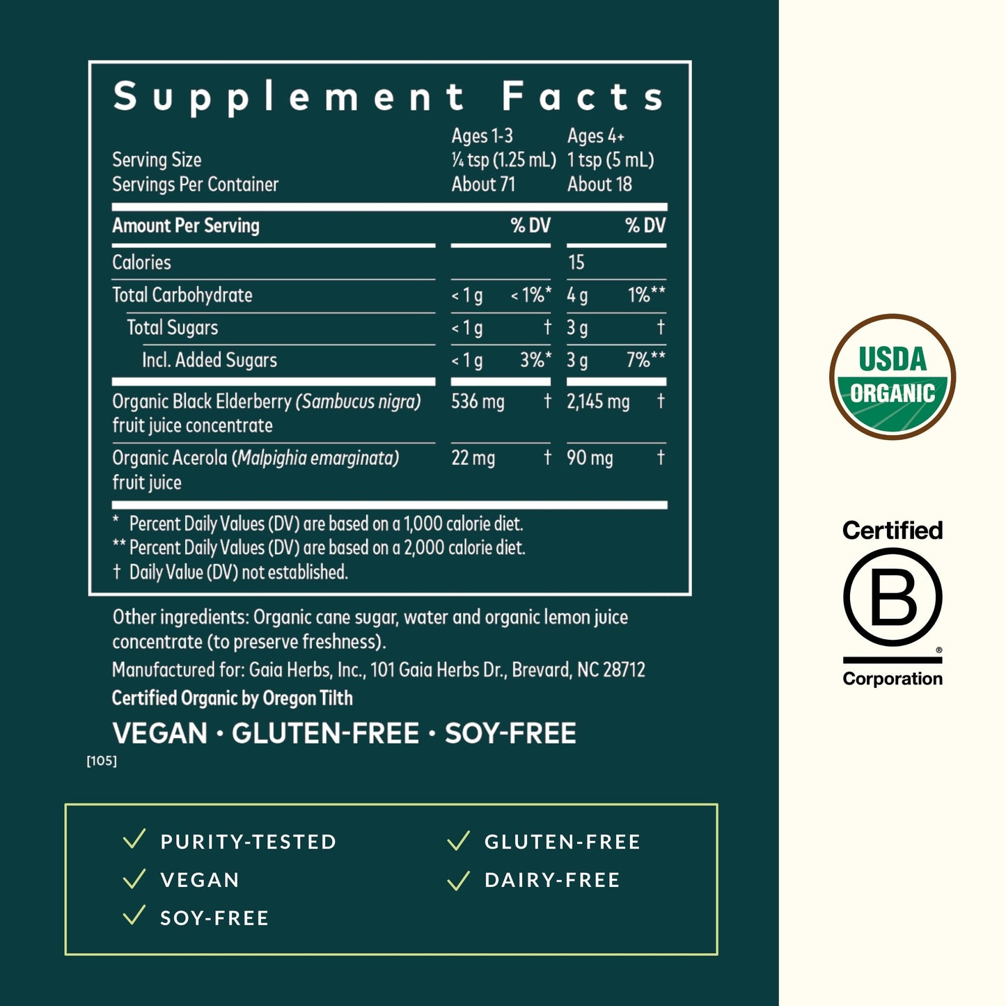 Gaia Herbs Black Elderberry(Sambucus Nigra) Syrup Extra Strength-Immune Support Supplement-Made with Organic Black Elderberries for Immune System-USDA Certified Organic Formula - Nirvana Guru