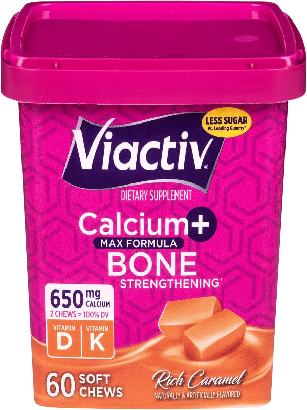 Viactiv Calcium +Vitamin D3 Supplement Soft Chews, Caramel, 60 Chews - Calcium Dietary Supplement for Bone Health Nirvana Guru