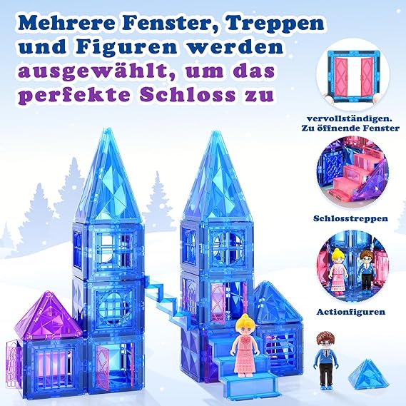 Diamond Magnetic Building Blocks - Princess Toys for 3-8 Year Old Girls & Boys - 3 4 5 6 Year Old Girl Birthday Xmas Present Preschool K12 Classroom Decor Classroom Must Haves School Supplies nirvanaguru