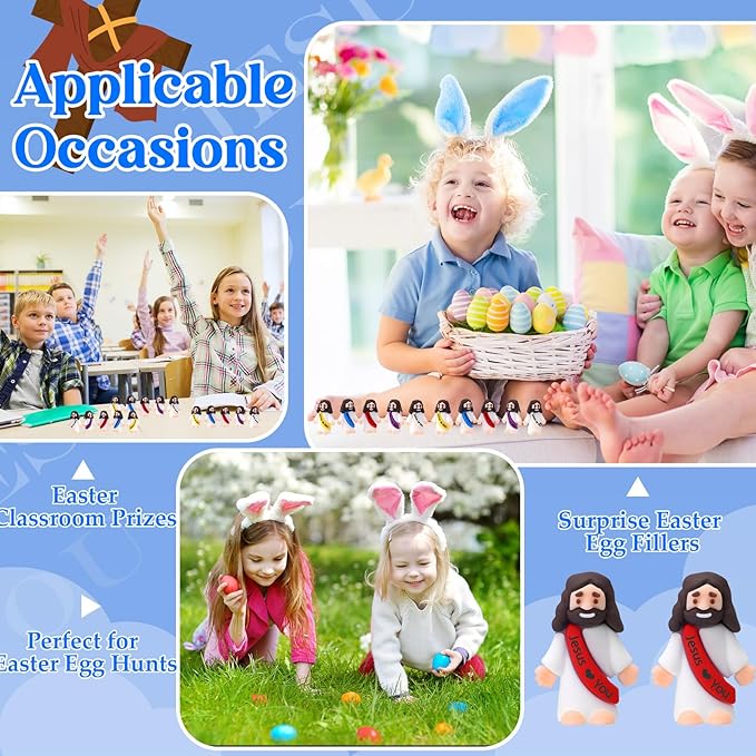 Bememo 25 Pcs Little Jesus Figures Original Design Jesus Love You Mini Rubber Toys to Hide and Seek Religious Party Favors Sunday School Baptism Gifts(Lively Colors) nirvanaguru