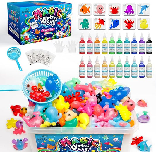 Kiditos Magic Water Elf Toy Kit–Squishies for Kids, 20 Gels & 10 Molds, Magic Gel Water Pets Sensory Toy, Fun DIY Craft Kit,Party Favors, Birthday & Christmas Gifts for Kids Ages 3+ Nirvana Guru
