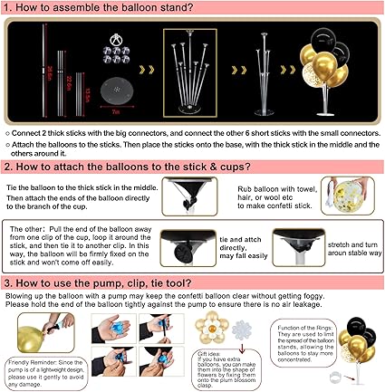 TONIFUL 4 Set Black Gold Balloon Centerpieces for Table,Balloon Stand Kit for Black Gold Party Decor 40th 50th 60th 70th Birthday Decorations Halloween Anniversary Graduation Decorations 2025 nirvanaguru