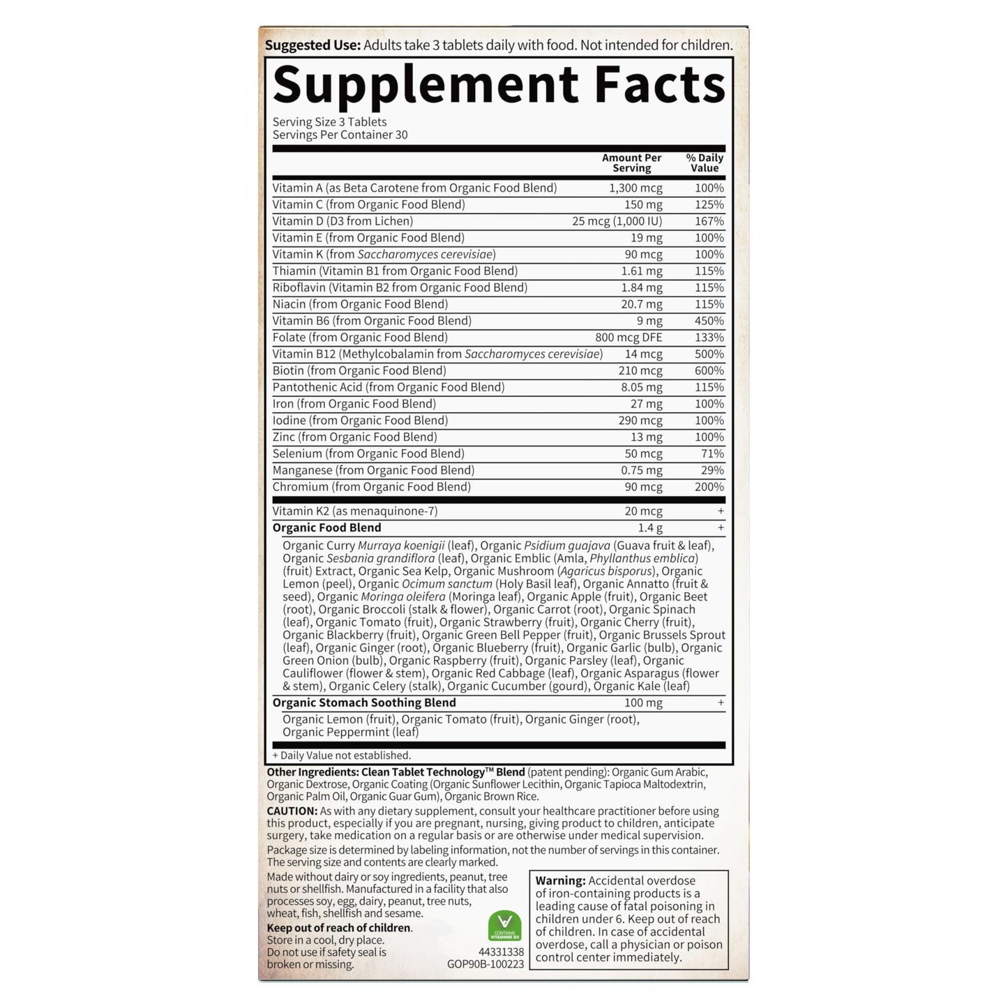 Garden of Life Organics Prenatal Vitamins - 30 Tablets, Prenatal Once Daily Whole Food Vitamins for Women with Folate not Folic Acid, Vitamin D3, Iron, Vegan One a Day Prenatal Multivitamin - Nirvana Guru
