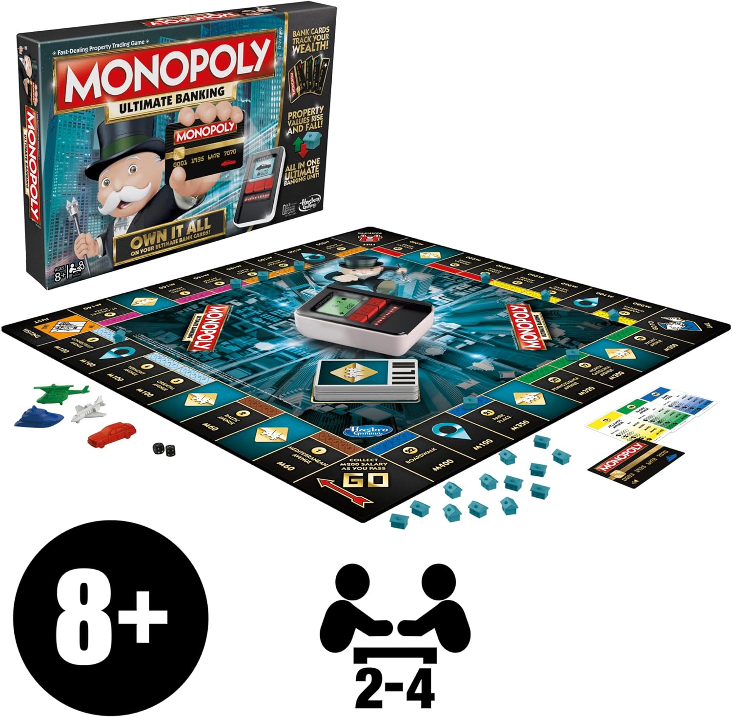 Hasbro Gaming Monopoly Ultimate Banking Edition Board Game for Families and Kids Ages 8 and Up, Electronic Banking Unit Nirvana Guru