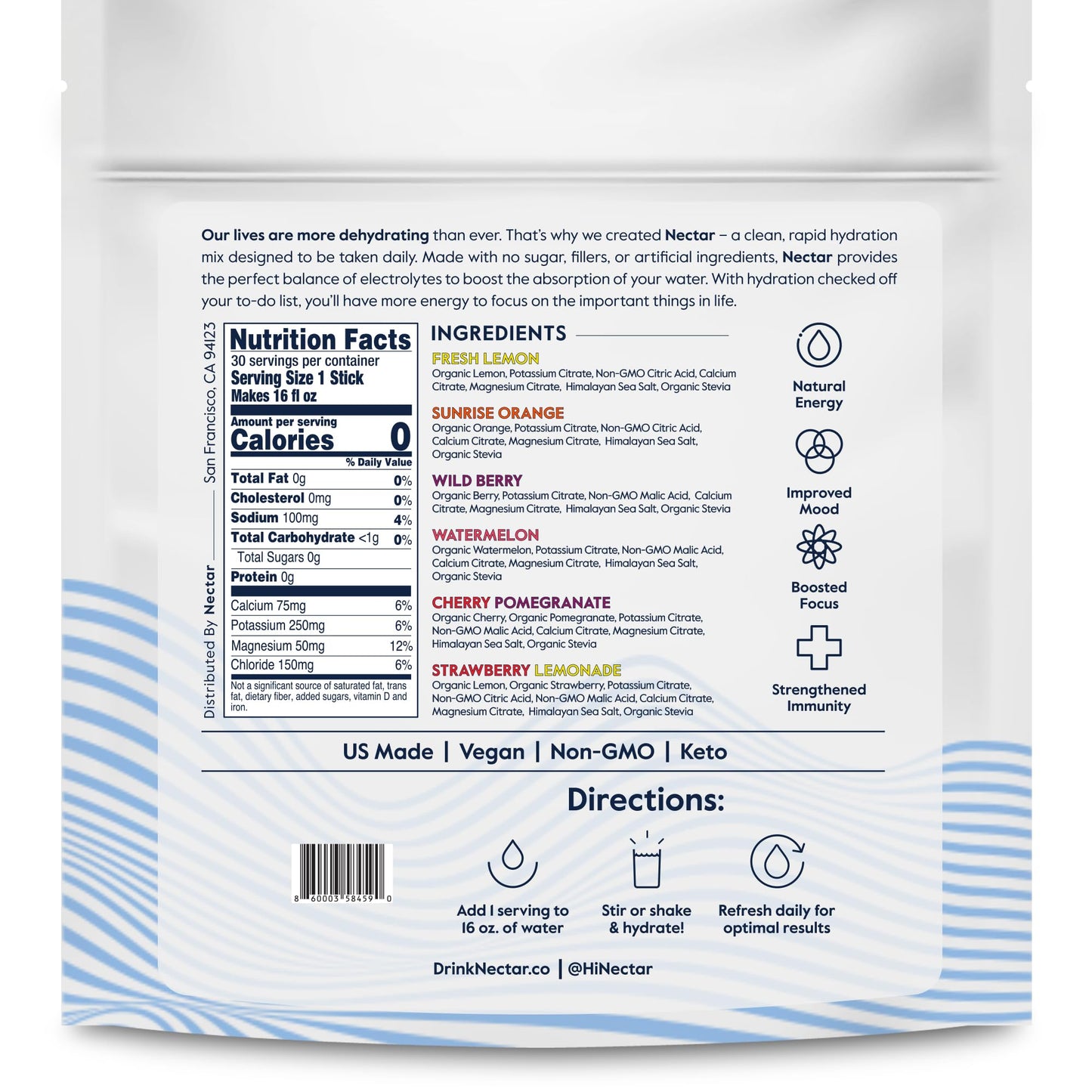 Nectar Hydration Packets - Electrolytes Powder Packets - Sugar Free & 0 Calorie - Organic Fruit Liquid Daily IV Hydrate Packets for Dehydration Relief & Rehydration (Tropical 30 Pack) - Nirvana Guru