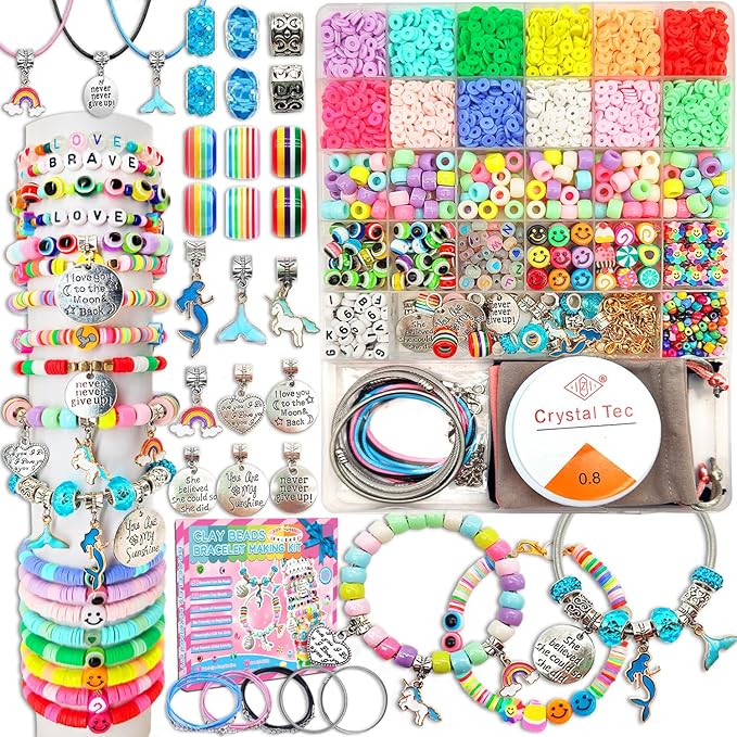 leitait Girls Toys Bracelet Making Kit -3400pcs Charm Jewelry Making Kit Supplies,Unicorn/Mermaid Crafts Birthday Christmas Gifts for Girls Ages 5 6 7 8 9 10 11 12 Years Old nirvanaguru