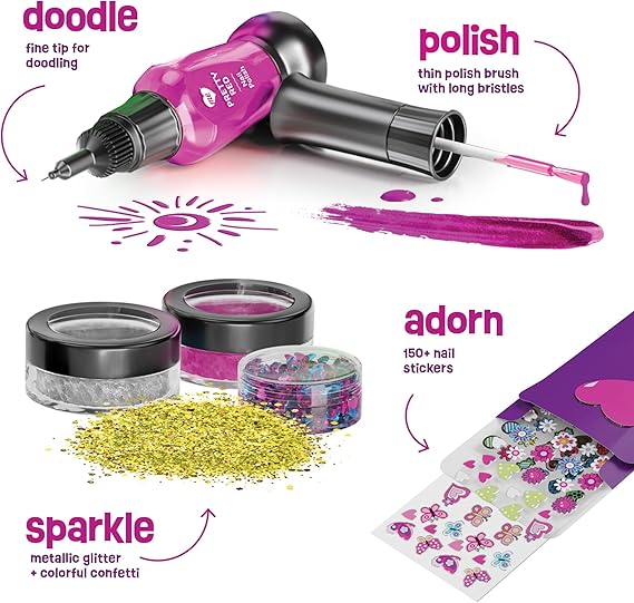 Nail Art Studio for Girls - Birthday Gift - Nail Polish Kit for Kids Ages 7-12 Years Old - Girl Gifts Ideas - Gift Set - Girly Stuff - Polish, Pens, Glitter, Stickers, Gems, Filer - 8 9 10 11 12 Year nirvanaguru