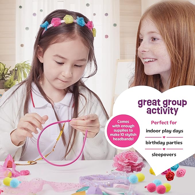 Pretty Me Headband Making Kit for Girls - Arts & Crafts Gift - Make Your Own Fashion Headbands for Kids - DIY Hair Accessories Set - Gift for Ages 5-12 Year Old Girl - Little Kids Art & Craft Gifts nirvanaguru