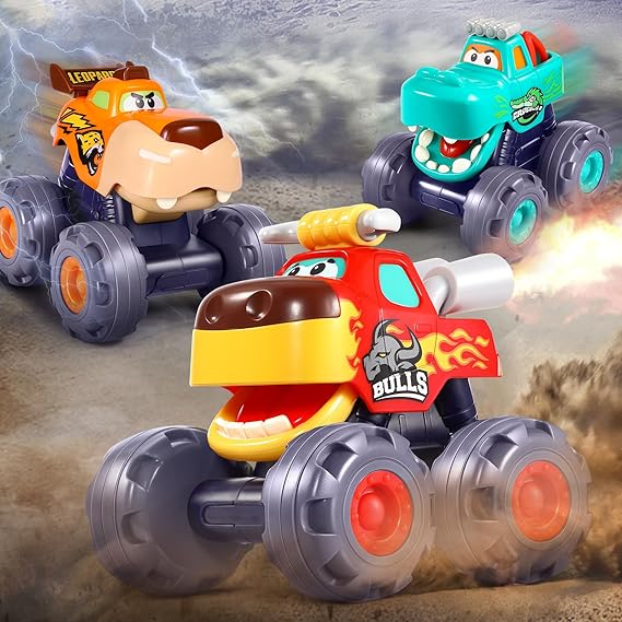 Car Toys for 1 Year Old Boy Gifts, Pull Back Monster Truck Toy Cars for Toddlers 1-3, 1 2 3 One Year Old Boy Birthday Gift 1st Vehicles Kids Stocking Stuffers Toddler Baby Boys Toys 12-18 Months nirvanaguru