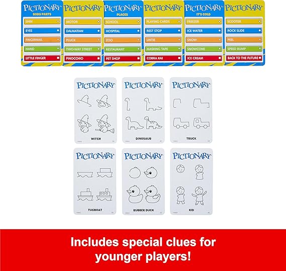 Mattel Games Pictionary Family Board Game for Kids, Adults and Game Night for 2 Teams with Erasable Markers, Boards and Sand Timer nirvanaguru