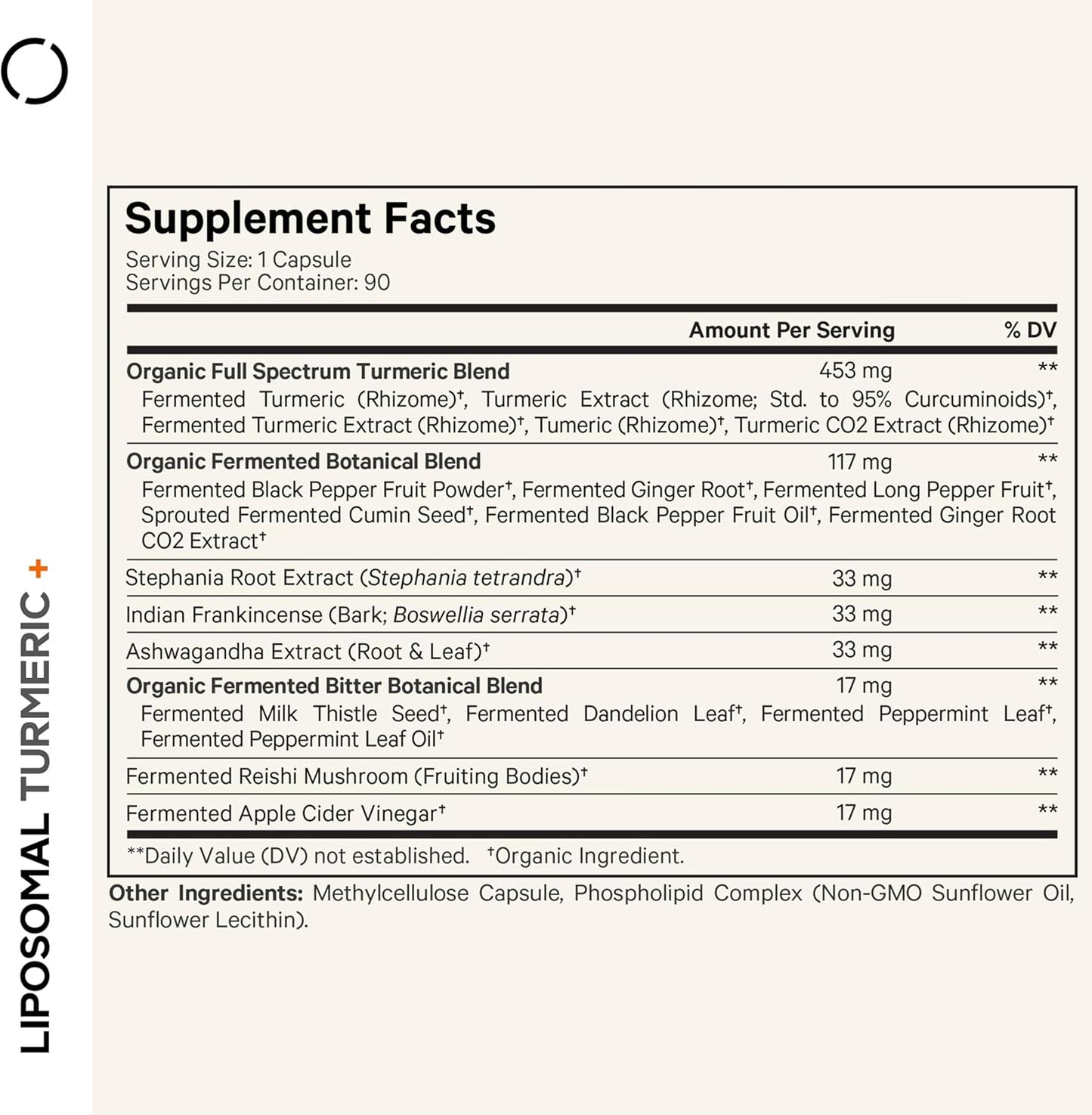 Codeage Organic Turmeric Supplement - 95% Curcumin Extract Pills - Liposomal Fermented Botanical Blend Black Pepper, Ashwagandha, Ginger, Stephania, Boswelia, Cumin, Digestive Bitters - 90 Capsules - Nirvana Guru