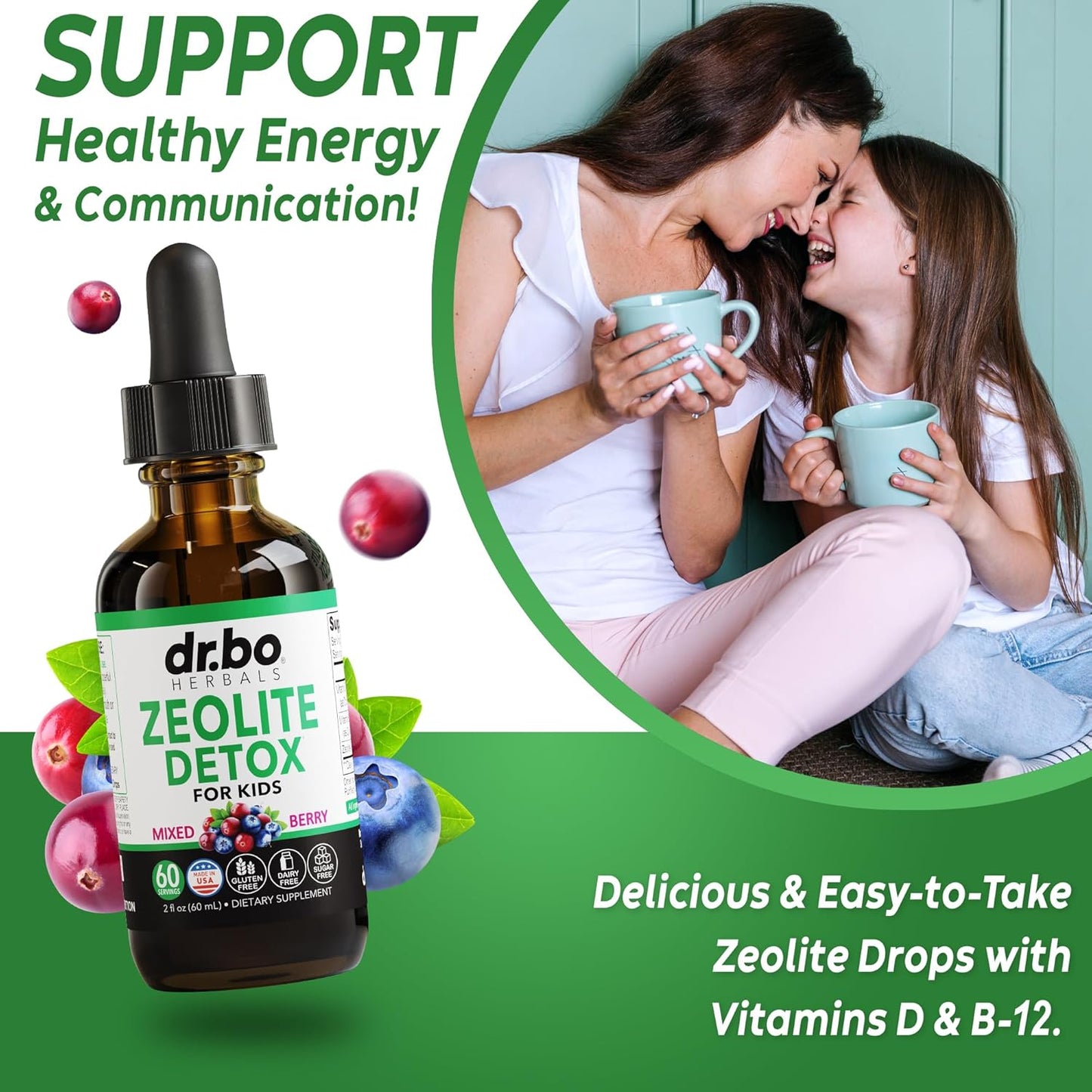 Zeolite Detox for Kids Liquid Drops - Advanced Clinoptilolite with Pure Vitamins B12 & D - Kids Gentle Body Daily Cleanse Focus & Speech Extra Clinoptilolite Zeolite Drops Detox Cleanse Supplement 2oz Nirvana Guru