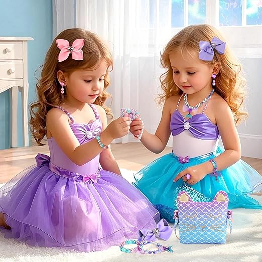 mibasies Purse for Little Girls Dress Up Jewelry Pretend Play Kids Accessories Mermaid Gifts nirvanaguru