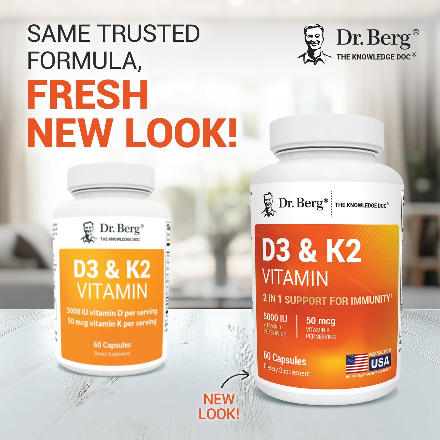 Dr. Berg Vitamin D3 K2 5000 IU with MCT Powder | Powerful 7-in-1 Formulation | 4X Lab-Tested & Verified | High Absorption Formula | K2 D3 Vitamin Supplement - 60 Capsules - Nirvana Guru