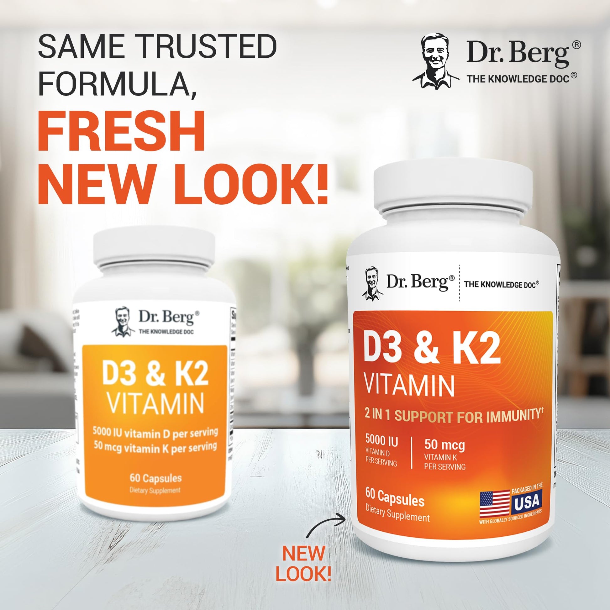Dr. Berg Vitamin D3 K2 5000 IU with MCT Powder | Powerful 7-in-1 Formulation | 4X Lab-Tested & Verified | High Absorption Formula | K2 D3 Vitamin Supplement - 60 Capsules - Nirvana Guru