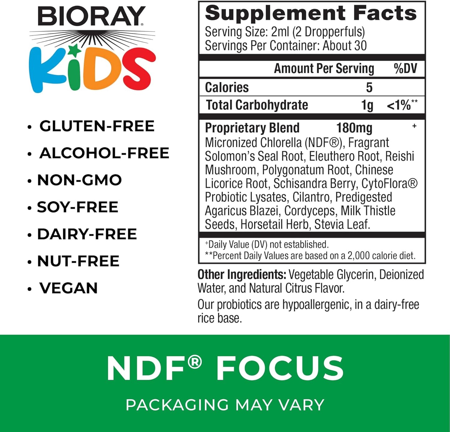 BIORAY Kids NDF Focus, Citrus - 2 fl oz - Supports Cognitive Function, Enhances Clarity & Promotes Steady Energy Levels - Non-GMO, Vegetarian, Gluten Free - 1-2 Month Supply Nirvana Guru