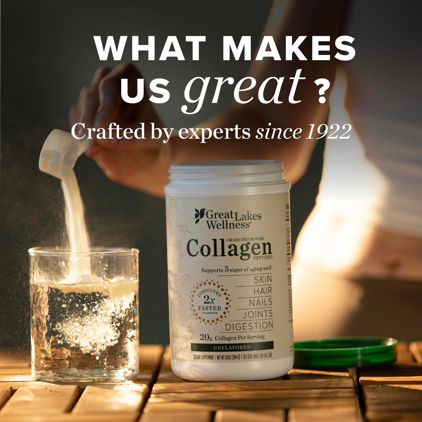 Great Lakes Wellness Collagen Peptides Powder for Skin, Hair, Nails, Joints & Digestion - Unflavored - Quick Dissolve Hydrolyzed, Non-GMO, Keto, Kosher - 16oz