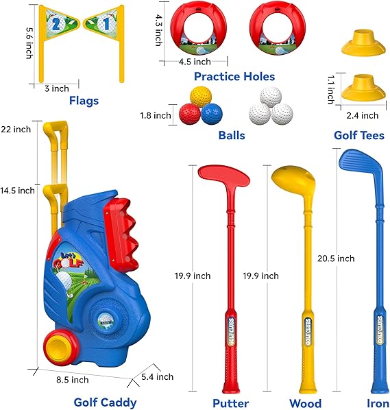 Liberry Toddler Golf Set, Upgraded Kids Golf Cart with Unique Shoulder Strap Design, Indoor and Outdoor Golf Toys for Boys and Girls Aged 1-5 Years Old Nirvana Guru